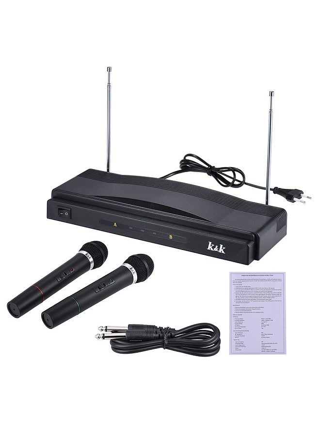 Generic - Studio Wireless Mic Remote Microphone System Kit FM Transmitter Receiver with Audio Cable for KTV Teaching Show - Image 1