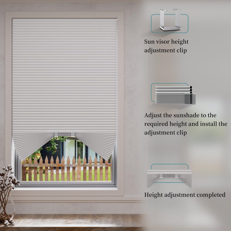 Myshade Arch Window Shades Half Circle Blackout Cellular Shades Cordless No Drill Blinds for Windows Half Moon Honeycomb Fabric No Tools Room Darkening Shades Easy Install (1PCS White 72" W X 36" H) - Image 2