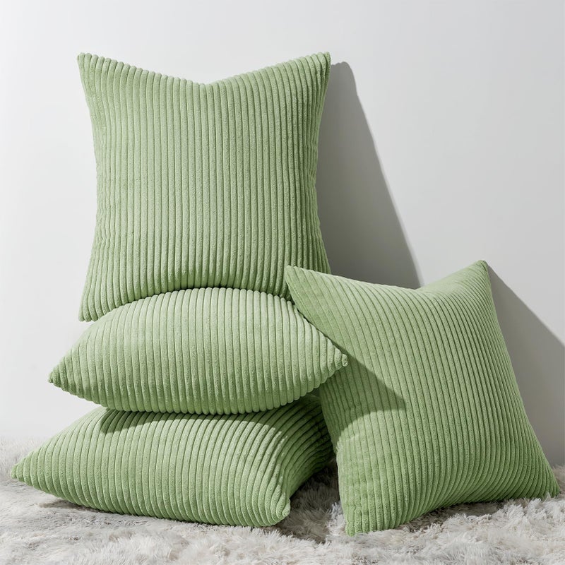 Topfinel Decorative Sage Green Throw Pillow Covers Cushion Cases Set of 4 Soft Velvet Modern DoubleSided Designs Match for Home Decor Pillow Inserts Not Included 18x18 inch - Image 2