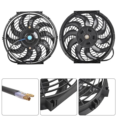 GESEXI 12" Electric Radiator Cooling Fan Assembly Kit, Universal High Performance 12V 80W Motor with Fan Mounting Kit - Black (2 Pack) - Image 5