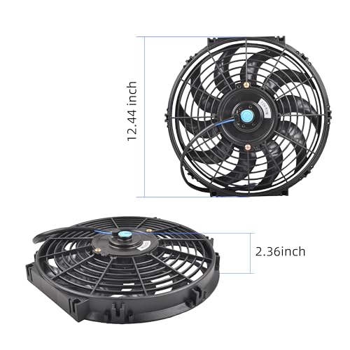 GESEXI 12" Electric Radiator Cooling Fan Assembly Kit, Universal High Performance 12V 80W Motor with Fan Mounting Kit - Black (2 Pack) - Image 4