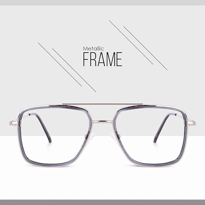 Dervin Blue Light Blocking Blue Cut Zero Power anti-glare Retro Square Eyeglasses, Frame for Eye Protection from UV by Computer/Tablet/Mobile/Laptop (Grey) - Image 2
