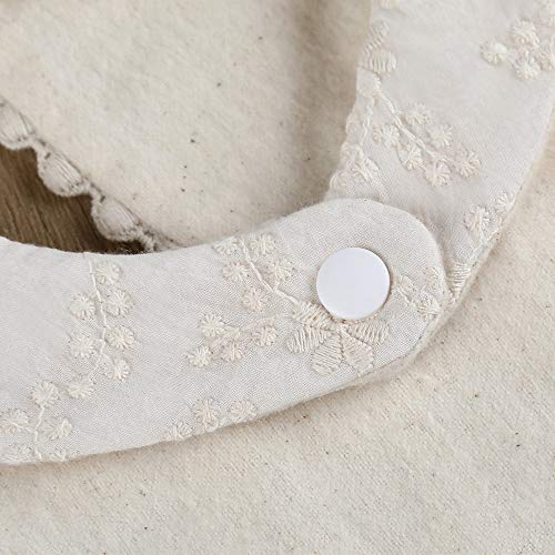 GZMM Baby Bib For Girls,Reversible Waterproof Handmade Natural Cotton Baby Drool Bib 0-12 months 2 Pack (off-white color, 0-12 months) - Image 5