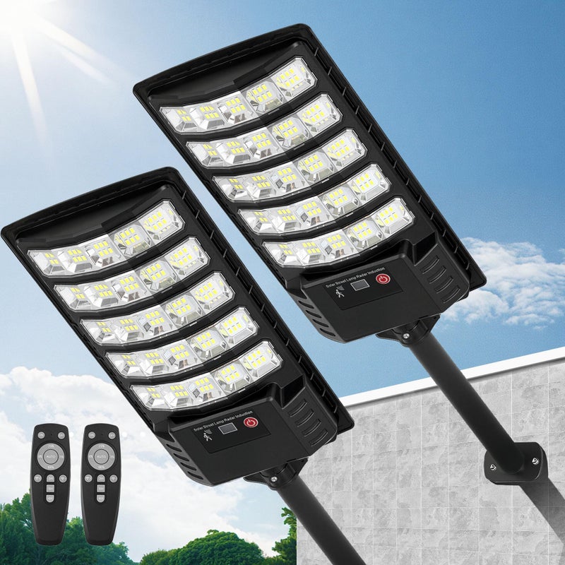 FOWSEEK Solar Street Lights Outdoor Waterproof 2 Pack High Lumen Solar Outdoor Flood Lights with Motion Sensor Lamparas Luces Solares para Exteriores Dusk to Dawn Commercial Lighting for Yard - Image 2