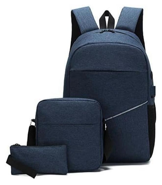 17-inch Laptop Backpack, Handbag, Shoulder Bag, and Travel Bag, Water-Resistant, Suitable for Men, Women, Students, Girls, Boys, School, Travel, and Hiking, 3-Piece Navy - Image 1