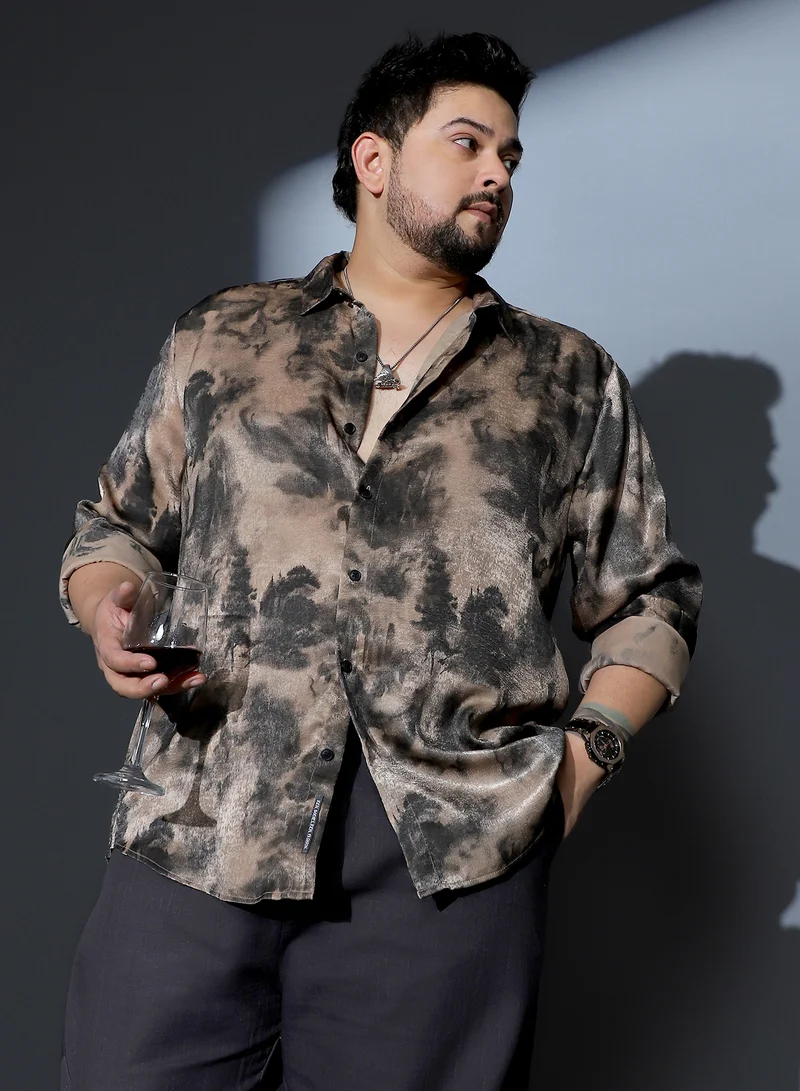 انستافاب بلس قميص رجالي لامع بياقة ممتدة وأكمام طويلة من إنستافاب بلس