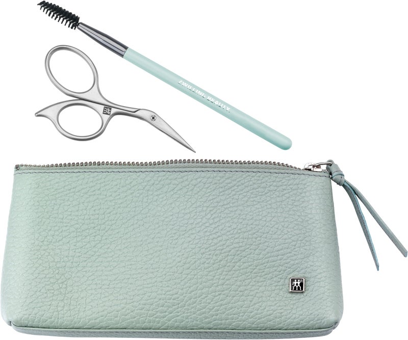 ZWILLING Eyebrow Set with Brush and Scissors Leather Case Premium Mint - Image 2
