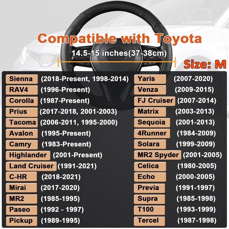 GIANT PANDA Steering Wheel Cover for Toyota, Auto Car Steering Wheel Cover for Toyota Highlander Rav4 Corolla Camry - Solid Black - Image 2