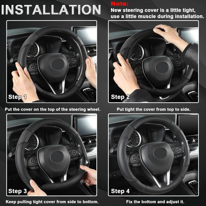 GIANT PANDA Steering Wheel Cover for Toyota, Auto Car Steering Wheel Cover for Toyota Highlander Rav4 Corolla Camry - Solid Black - Image 5