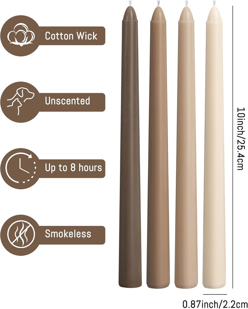 Viyffo Brown Taper Candles, 10 Inch Set of 20, Unscented, Dripless, Smokeless, 8 Hours Long Burning, Hand Poured Tall Tapered Candlesticks Wedding Advent Home Decor Dinner - Image 3