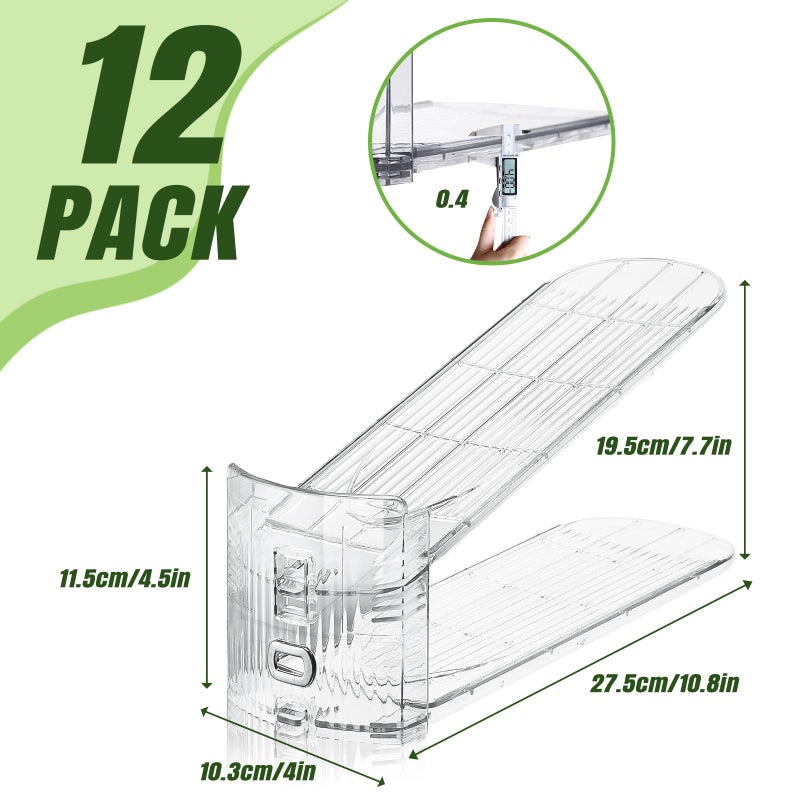 MOOKNAT Clear Shoe Slot Organizer, 12 Pack Adjustable Shoe Slots Organizer for Closet Clear Shoe Stackers Shoe Rack Holder Shoe Space Savers for a Pair of Shoes - Image 2