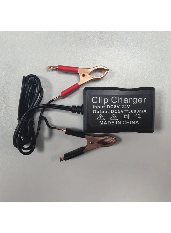 محول طاقة بمشبك تمساح بشاحن 3USB سريع لشحن بطارية الدراجة النارية والسيارة في حالات الطوارئ - Image 1