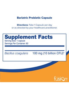 Bariatric Fusion Probiotic Capsule With 10 Billion Live Organisms ; Support Digestive & Immune Health ; Easy To Swallow Bariatric Vitamin ; 60 Count  - Image 2