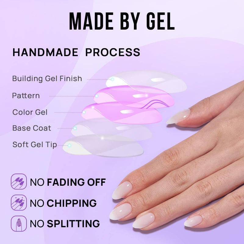 BTArtbox White Press On Nails Short - Soft Gel Press on Nails Almond, White Glue on Nails with Nail Glue, Reusable Stick on Nails in 16 Sizes, Cream Puff - Image 3