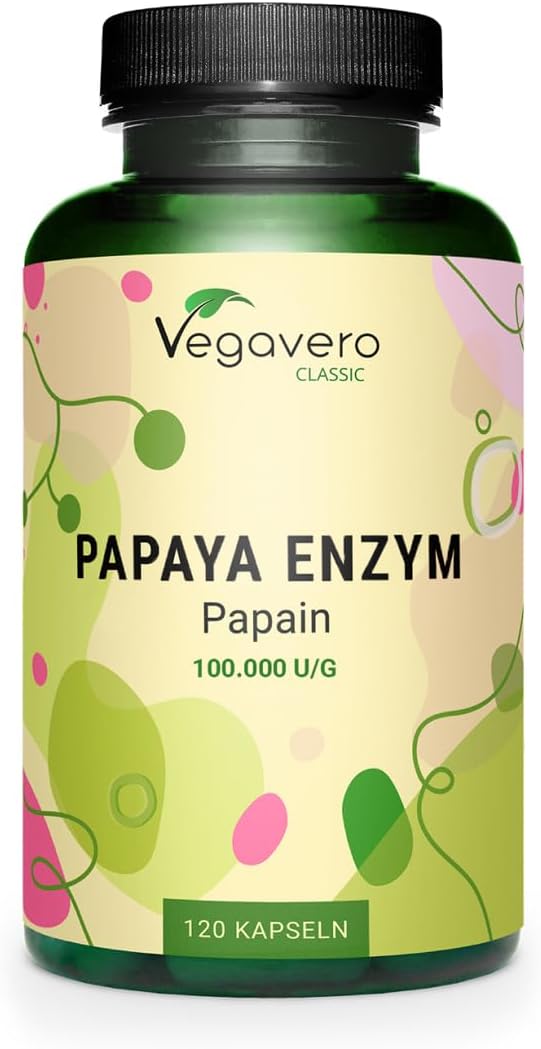 Vegavero فيجافيرو إنزيم البابايا 2100 ملغ باباين 100% طبيعي مستخلص فاكهة كاركا بابايا بدون إضافات 120 كبسولة نباتية - Image 1