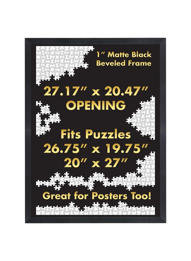 Funwares 20x27 Puzzle Frame - Sleek Matte Black Finish, Easy Assembly, No Glass/Plastic Cover Needed, Perfect for 1000 Piece Puzzles, Secure Fit with Built-In Hanging Hooks - Image 1