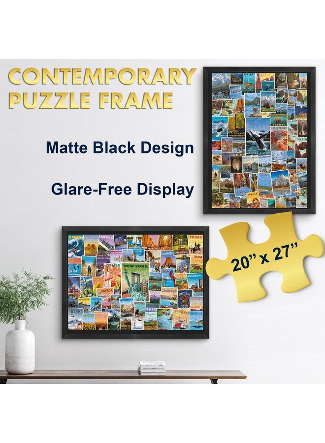 Funwares 20x27 Puzzle Frame - Sleek Matte Black Finish, Easy Assembly, No Glass/Plastic Cover Needed, Perfect for 1000 Piece Puzzles, Secure Fit with Built-In Hanging Hooks - Image 2