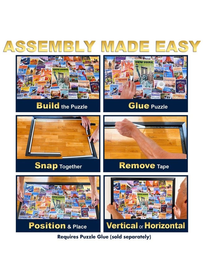 Funwares 20x27 Puzzle Frame - Sleek Matte Black Finish, Easy Assembly, No Glass/Plastic Cover Needed, Perfect for 1000 Piece Puzzles, Secure Fit with Built-In Hanging Hooks - Image 3