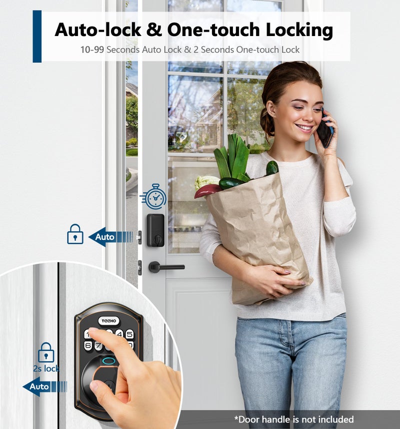 TEEHO TE002 Fingerprint Door Lock - Keyless Entry Electronic Keypad Deadbolt with 2 Backup Keys - Auto Lock - Easy Installation - Smart Locks for Front Door - Oil-Rubbed Bronze - Image 4