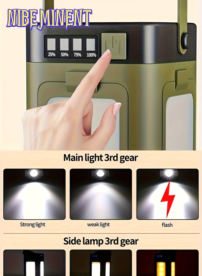 NIBEMINENT IPX4 Waterproof Led Camping Lantern with Solar Panel and Type-C Charging, 4-Panel Expandable Design, Power Bank Function, Ideal for Power Outages, Outdoor Activities, and Flashlight Needs - Image 5