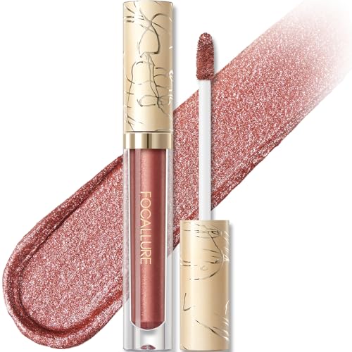 FOCALLURE Metallic Liquid LipstickNon Stick Cup Lip GlossHigh Impact Lip Color with Transferproof WearLong Lasting Waterproof Lipstick Makeup for WomenRope Brun - Image 1