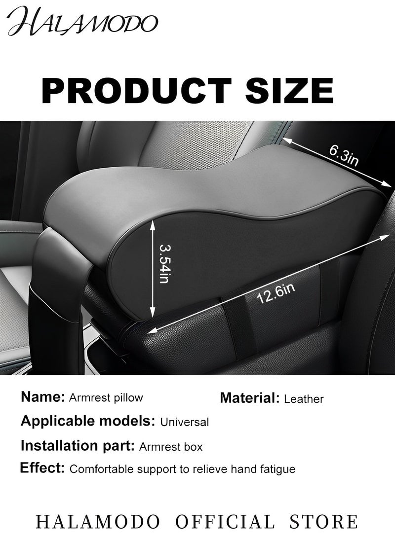 Halamodo Car Center Console Cover Pad with Phone Storage Bag Auto Armrest Cushion Soft Memory Foam Auto Armrest Pillow Leather Center Console Arm Rest Padded Cushion Universal Car Accessories - Image 3