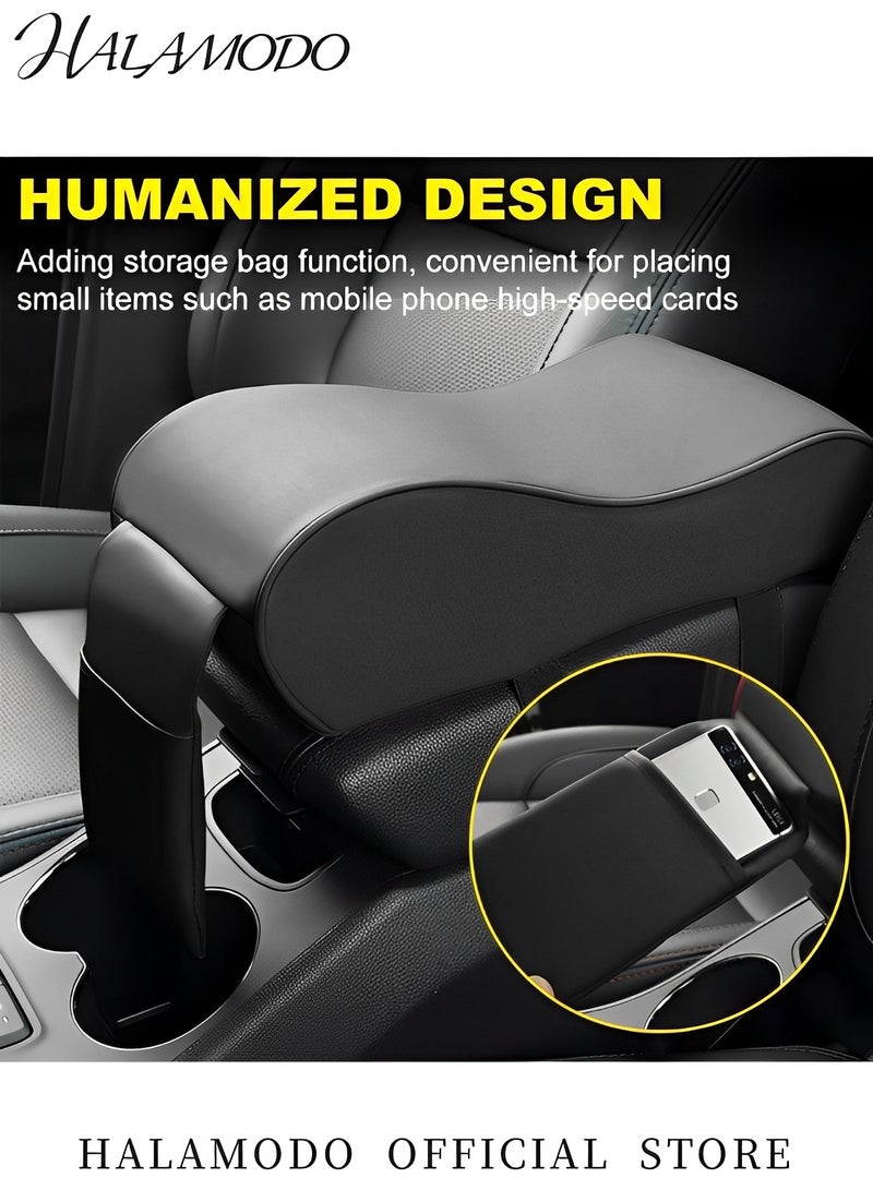 Halamodo Car Center Console Cover Pad with Phone Storage Bag Auto Armrest Cushion Soft Memory Foam Auto Armrest Pillow Leather Center Console Arm Rest Padded Cushion Universal Car Accessories - Image 5