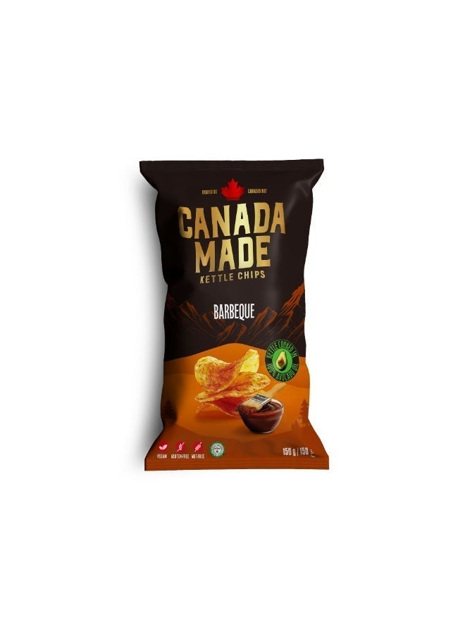 Canada Made Healthy Snacks - 100% Avocado Oil Kettle Cooked Potato Chips - BBQ Flavor, Vegan, Gluten Free, Nut Free Healthy Chips - Made in Canada Snacks - 150g Bag - Image 1