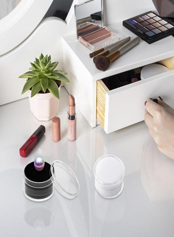 Koceci 24 PCS Small Display Box Clear Storage Containers Gemstone Display Case Round Containers Box Jewelry Organizer Container with Sponge Mat (White and Black) - Image 5