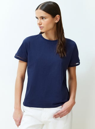 Navy Blue 100% Cotton Embroidery Detailed Basic Crew Neck Knitted T-Shirt TWOSS23TS00012 - pzsku/Z515490C54B02DBFF3579Z/45/_/1730941484/b547d4bf-91e2-4730-a1c0-752d541eb1bc
