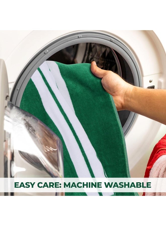Superior Cotton Cabana Striped Beach Towels Colorful Towels for Adult Kid Pool Swimming Sand Travel Large Oversized Absorbent Fast Drying Bath Basics Cabana Collection 1 Piece Dark Green - Image 3