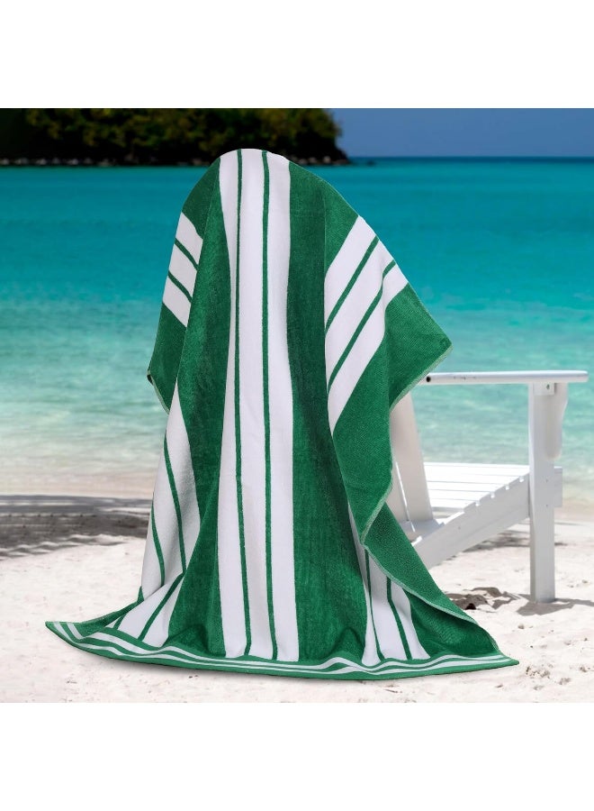 Superior Cotton Cabana Striped Beach Towels Colorful Towels for Adult Kid Pool Swimming Sand Travel Large Oversized Absorbent Fast Drying Bath Basics Cabana Collection 1 Piece Dark Green - Image 5