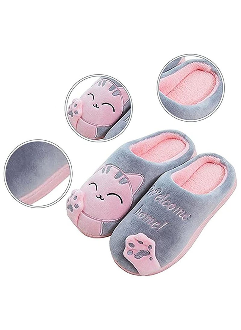 Womens House Slippers Hard Sole Winter Comfy Warm Cotton Slipper Indoor Faux Fur Shoes for Girls Ladies Pink, EU 36 to 37 - Image 5