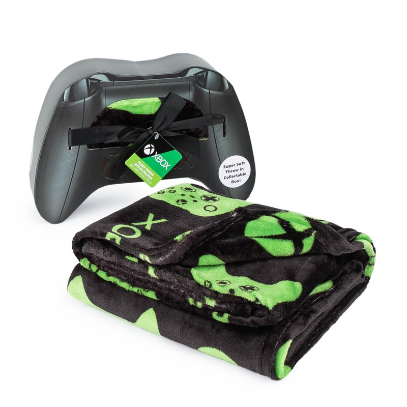 Jay Franco Jay Franco Xbox Throw Blanket with Game Controller Gift Box - Plush Throw Measures 46 x 60 Inches - Kids Super Soft Special Edition Fleece Gamer Bedding  - Image 2