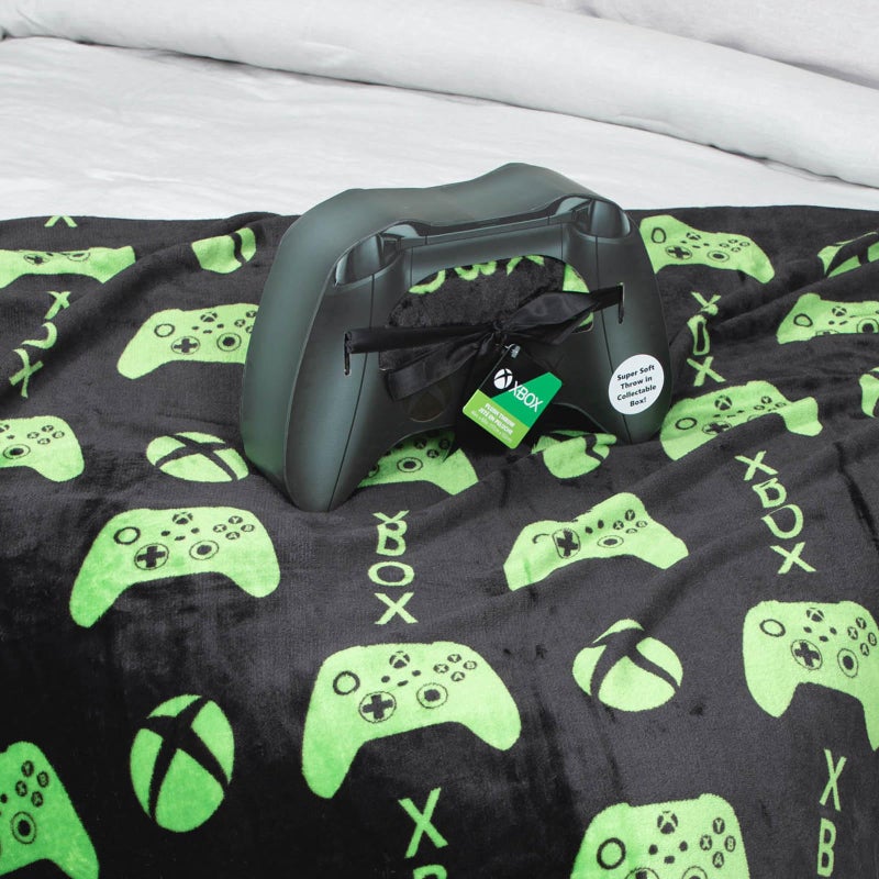 Jay Franco Jay Franco Xbox Throw Blanket with Game Controller Gift Box - Plush Throw Measures 46 x 60 Inches - Kids Super Soft Special Edition Fleece Gamer Bedding  - Image 1