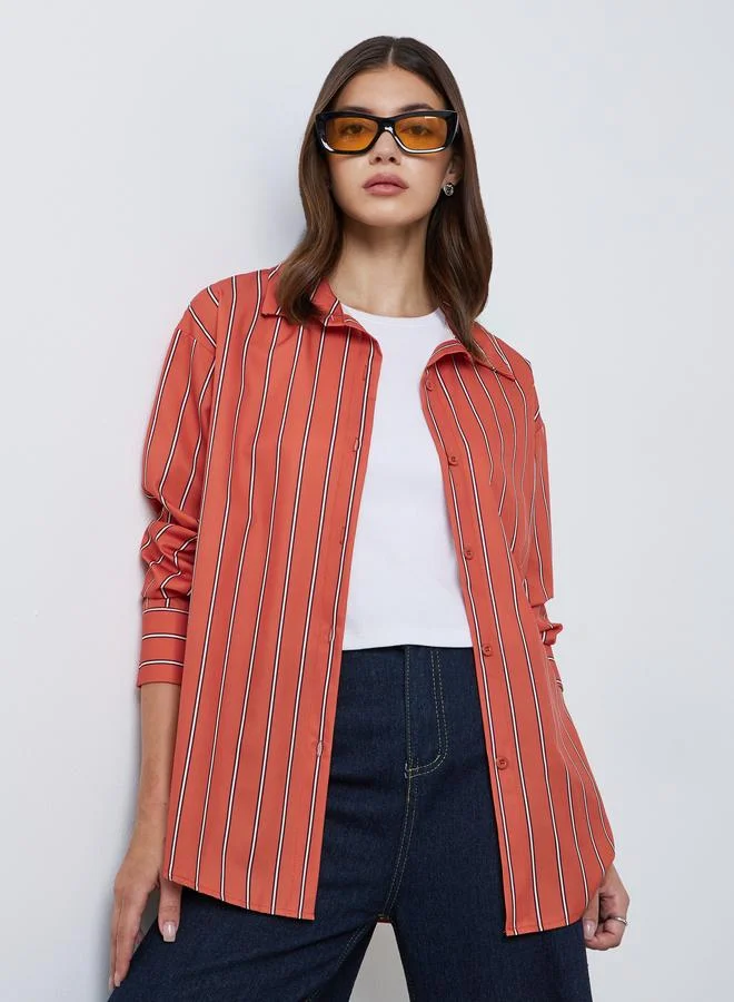 Take Two Take Two Striped Long Sleeve Oversized Shirt