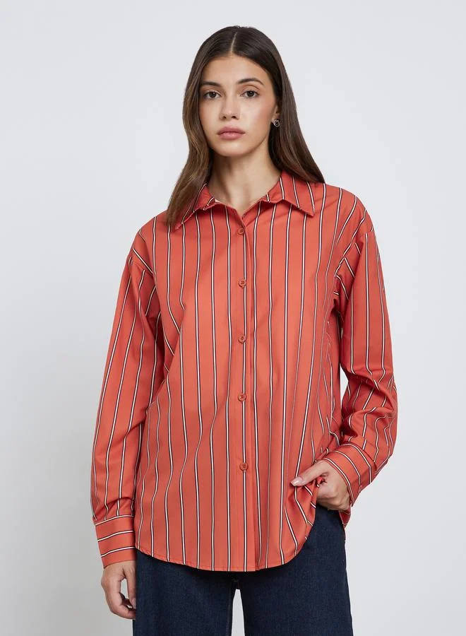 Take Two Take Two Striped Long Sleeve Oversized Shirt