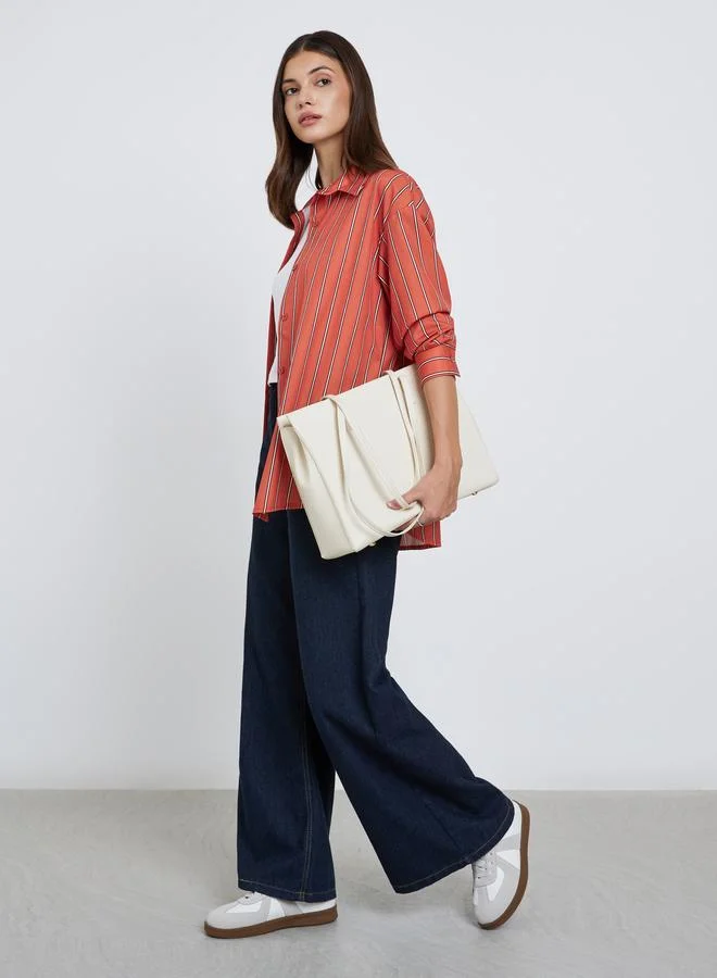 Take Two Take Two Striped Long Sleeve Oversized Shirt