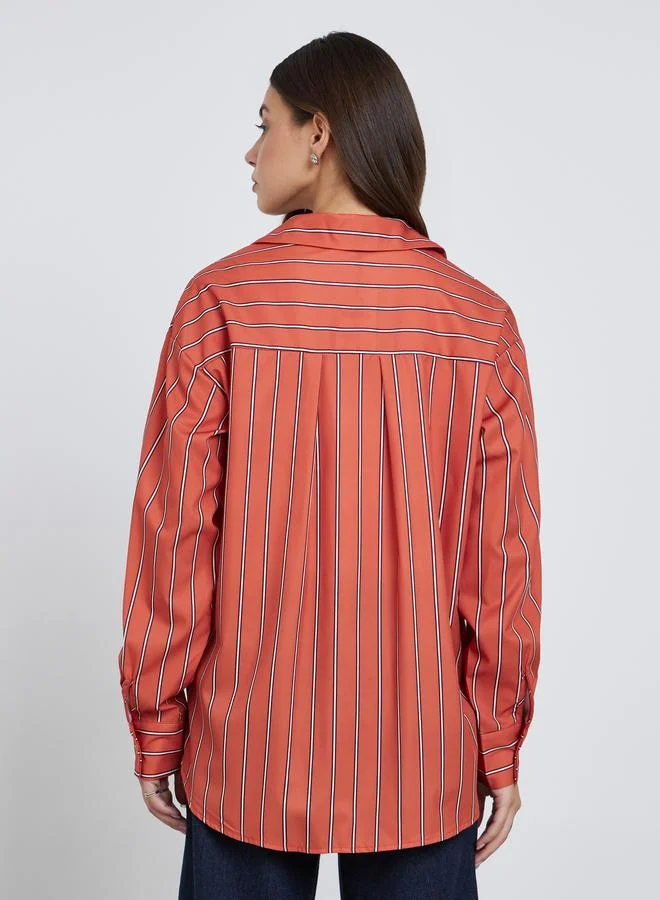 Take Two Take Two Striped Long Sleeve Oversized Shirt