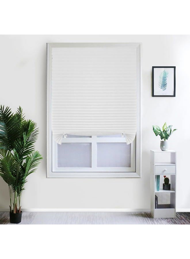 JstDoit 2 Pack Temporary Blinds for Window, Self Adhesive Pleated Blinds Cordless No Drill Fabric Blinds Room Darkening Shades Blackout Shades for Bathroom Kitchen Office 23.6 * 59Inch(W*H) - Image 1