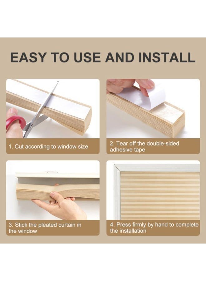 JstDoit 2 Pack Temporary Blinds for Window, Self Adhesive Pleated Blinds Cordless No Drill Fabric Blinds Room Darkening Shades Blackout Shades for Bathroom Kitchen Office 23.6 * 59Inch(W*H) - Image 5