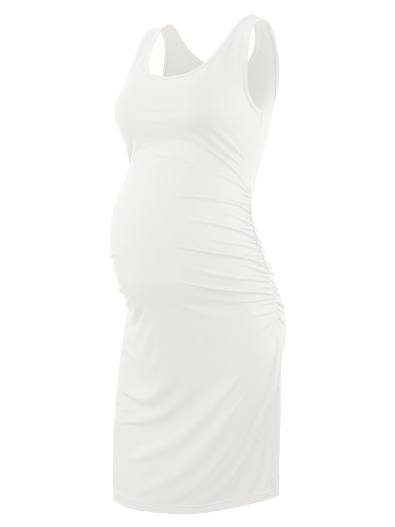 Liu & Qu Women's Maternity Sleeveless Tank Dresses Side Ruching Bodycon Dress for Daily Wearing or Baby Shower - Image 1