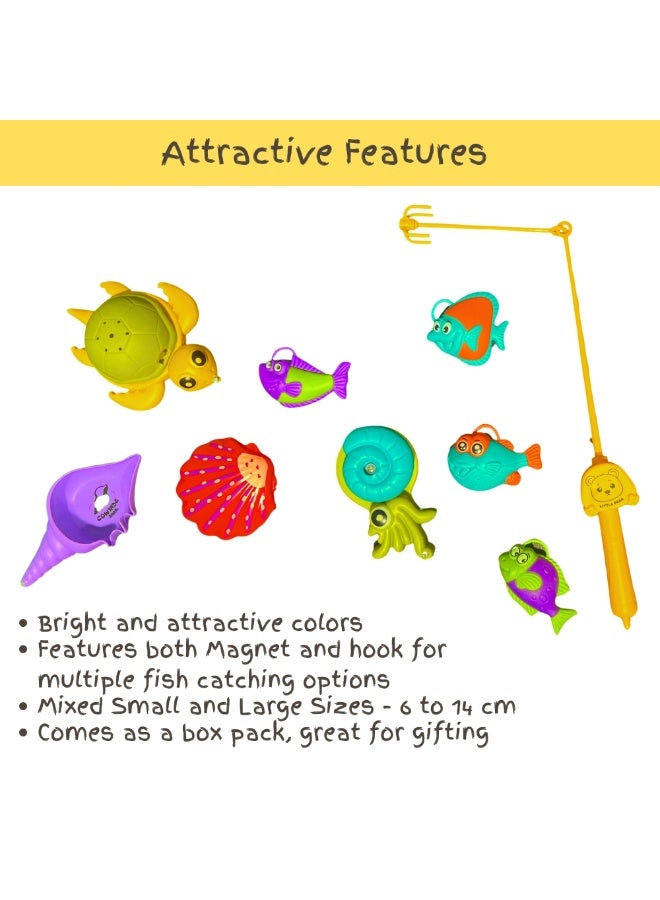 فيو مجموعة لعبة الصيد المغناطيسي من 9 قطع مع 1 مغناطيس وقضيب خطاف و8 أسماك ملونة كبيرة عائمة، ألعاب تعليمية للصيف في البرك الخارجية، متعة للأطفال من الأولاد والبنات، هدايا عيد ميلاد، هدايا حفلات داخلية وخارجية، ألعاب للأطفال من 1 إلى 5 سنوات، ألعاب حسية للحضانة والروضة، دلو رمل ومستلزمات مائية، ألعاب استحمام للأطفال الرضع والأطفال الصغار، هدايا حفلات للأطفال، حشو لصناديق الهدايا. - Image 2