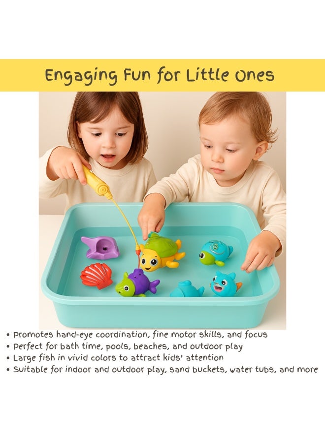 فيو مجموعة لعبة الصيد المغناطيسي من 9 قطع مع 1 مغناطيس وقضيب خطاف و8 أسماك ملونة كبيرة عائمة، ألعاب تعليمية للصيف في البرك الخارجية، متعة للأطفال من الأولاد والبنات، هدايا عيد ميلاد، هدايا حفلات داخلية وخارجية، ألعاب للأطفال من 1 إلى 5 سنوات، ألعاب حسية للحضانة والروضة، دلو رمل ومستلزمات مائية، ألعاب استحمام للأطفال الرضع والأطفال الصغار، هدايا حفلات للأطفال، حشو لصناديق الهدايا. - Image 3