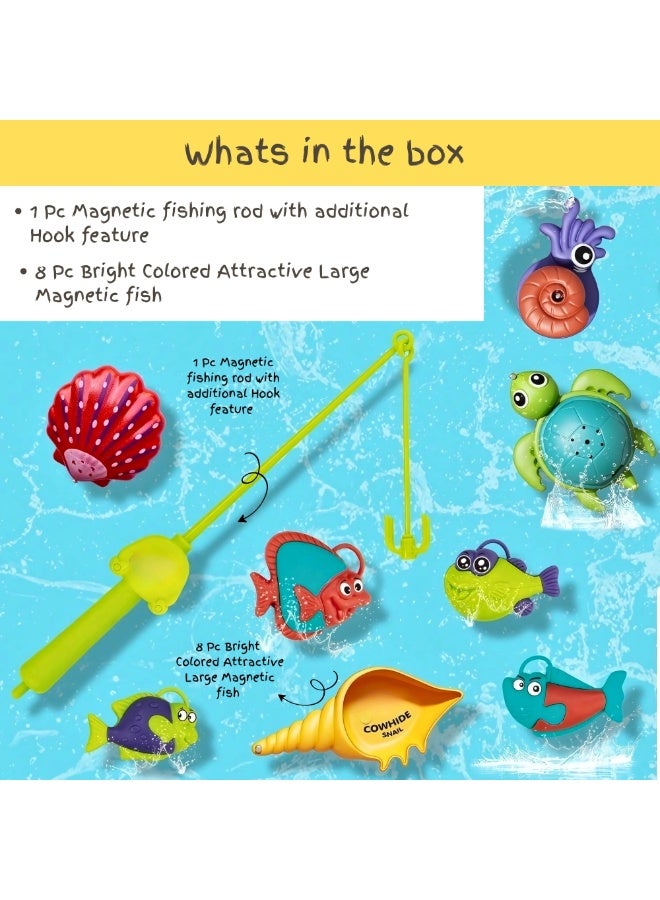 فيو مجموعة لعبة الصيد المغناطيسي من 9 قطع مع 1 مغناطيس وقضيب خطاف و8 أسماك ملونة كبيرة عائمة، ألعاب تعليمية للصيف في البرك الخارجية، متعة للأطفال من الأولاد والبنات، هدايا عيد ميلاد، هدايا حفلات داخلية وخارجية، ألعاب للأطفال من 1 إلى 5 سنوات، ألعاب حسية للحضانة والروضة، دلو رمل ومستلزمات مائية، ألعاب استحمام للأطفال الرضع والأطفال الصغار، هدايا حفلات للأطفال، حشو لصناديق الهدايا. - Image 4