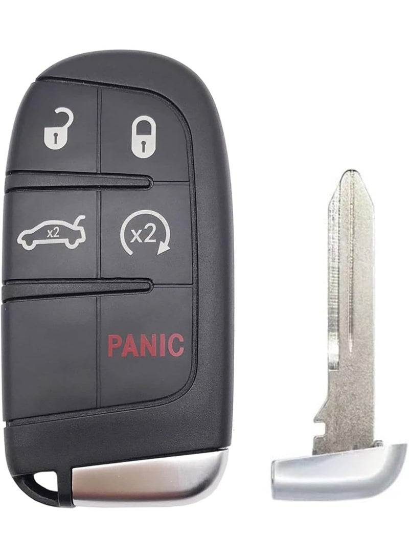 5 Buttons Replacement Uncut Key Remote Shell Cover for Jeep Dodge Chrysler Grand Cherokee Renegade Challenger Charger Dart Durango Journey Compass FIAT 500 500X 500L SUV, Keyless Entry Fob Case - Image 1
