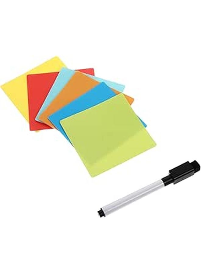 Self Adhesive Dry Erase Sticky Notes Reusable Index Tabs for Office School Home 6 Colors - Image 1