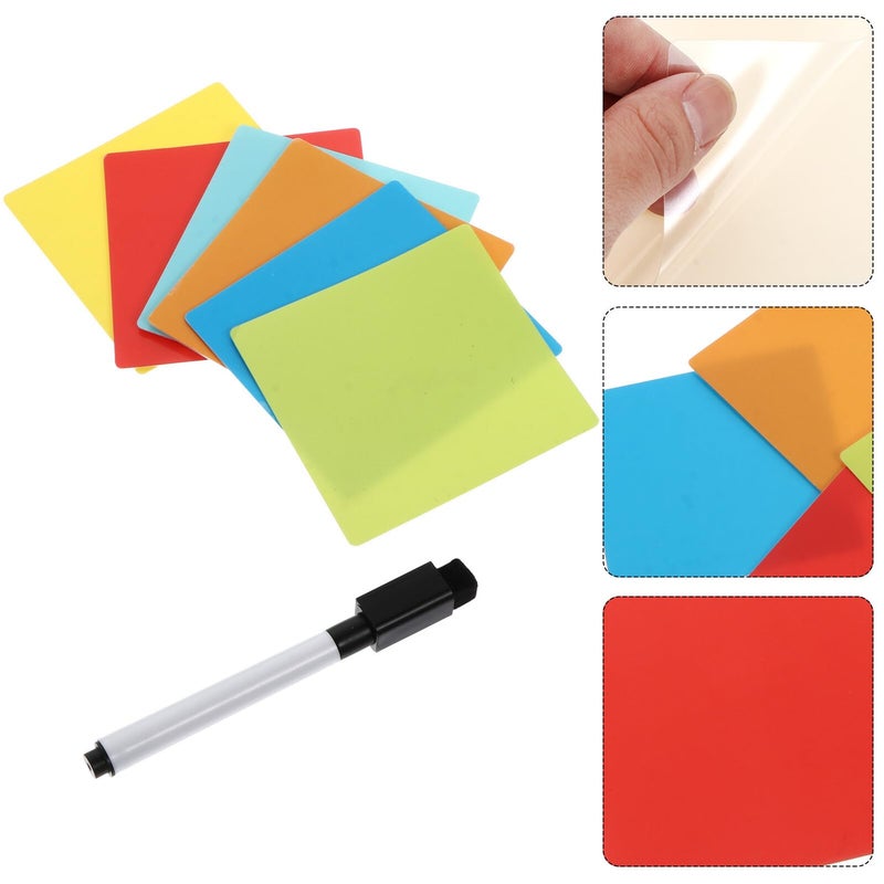 Self Adhesive Dry Erase Sticky Notes Reusable Index Tabs for Office School Home 6 Colors - Image 4