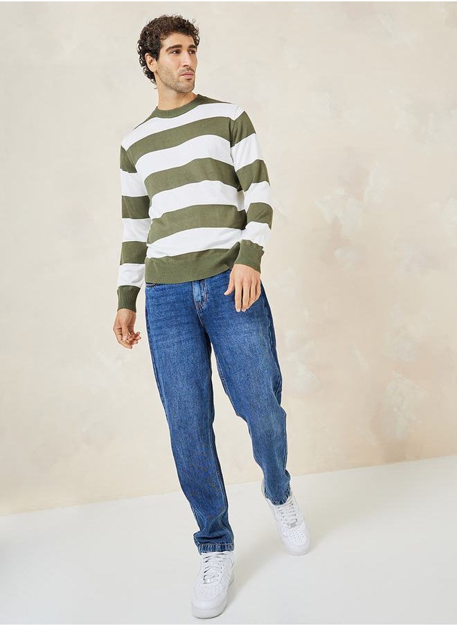 Styli - Stripe Print Relaxed Fit Sweater - Image 1