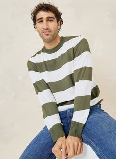 Stripe Print Relaxed Fit Sweater